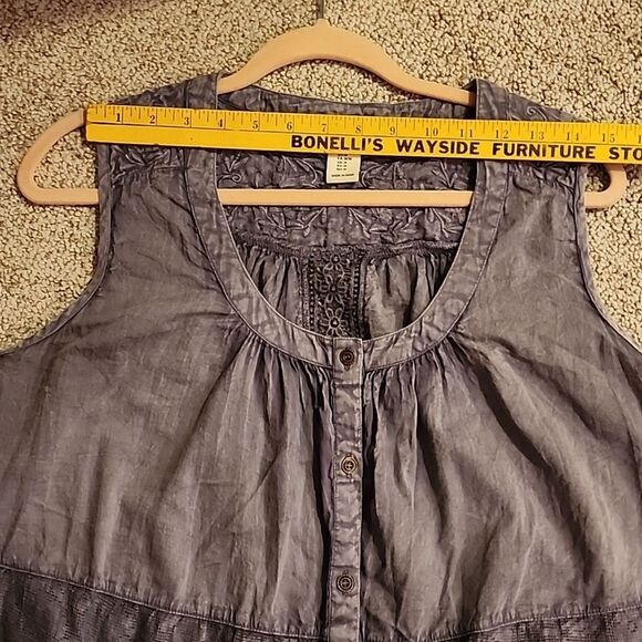 Rachel Zoe cotton lace & eyelet swing tank top SZ Medium flowy button detail - Picture 8 of 12